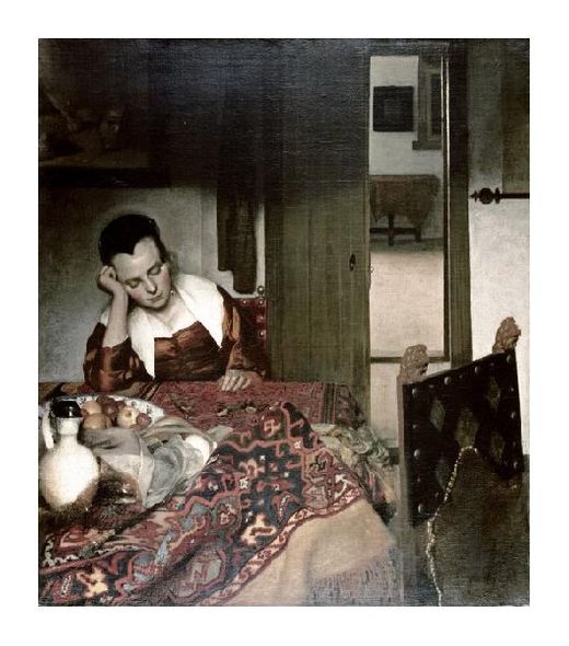 Johannes Vermeer Fine Art Open Edition Gicl&eacute;e:"Girl Asleep at a Table"