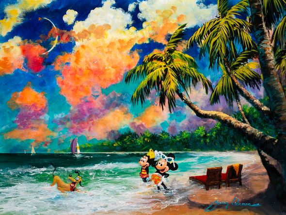 James Coleman Artist Signed Disney Ltd Ed Gallery Wrap Canvas:"Together in Paradise'' "