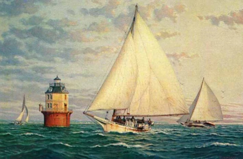 John Barber Handsigned and Numbered Limited Edition Artist Proof Print "Skipjacks at Point No Point" John Barber Handsigned and Numbered Limited Edition Artist Proof Print "Skipjacks at Point No Point"