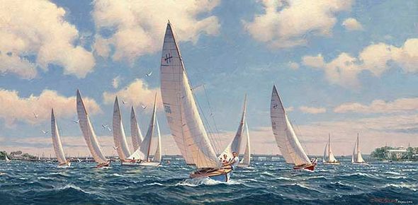 John Barber Handsigned and Numbered Limited Edition Giclee on Canvas: "Reaching for the Finish"