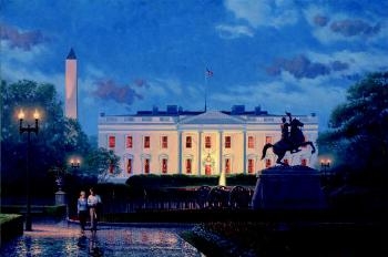 John Barber Handsigned and Numbered Limited Edition Print "Evening, White House"