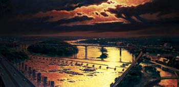 John Barber Handsigned and Numbered Limited Edition Print "Sunset Over the James"