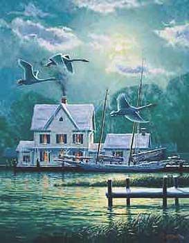John Barber Handsigned and Numbered Limited Edition Print "Winter Harbor"