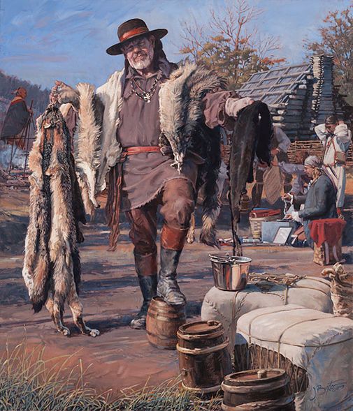 John Buxton Hand-Signed and Numbered Limited Edition Gicl&eacute;e Canvas:"The Fur Trader"