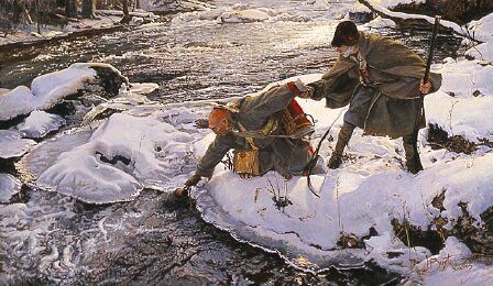 John Buxton Handsigned and Numbered Gicl&eacute;e Canvas:"The Agile Bark Canoe"