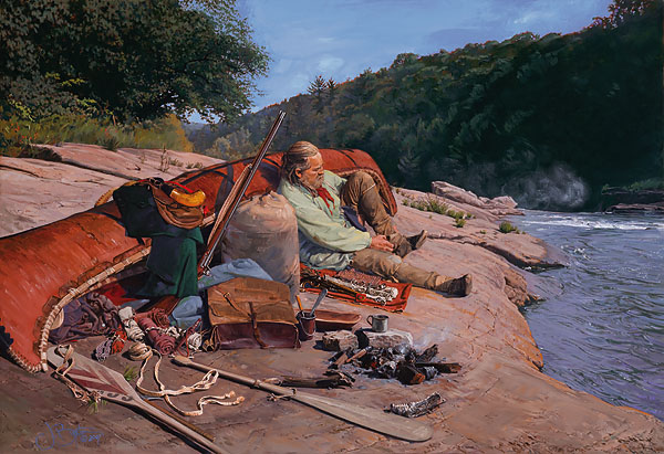 John Buxton Handsigned and Numbered Limited Edition Giclee on Canvas:"Dry Moccasins"