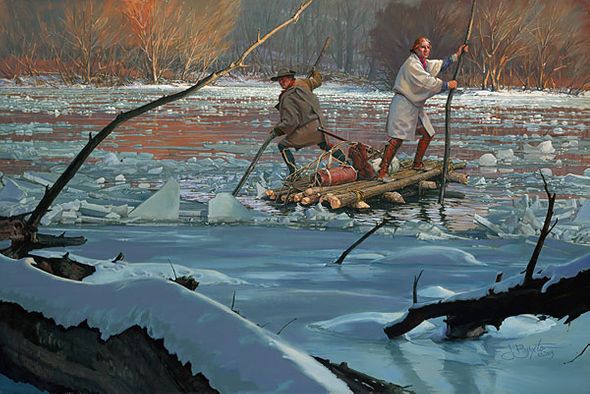 John Buxton Limited Edition Canvas:"Washington Crossing 1753"