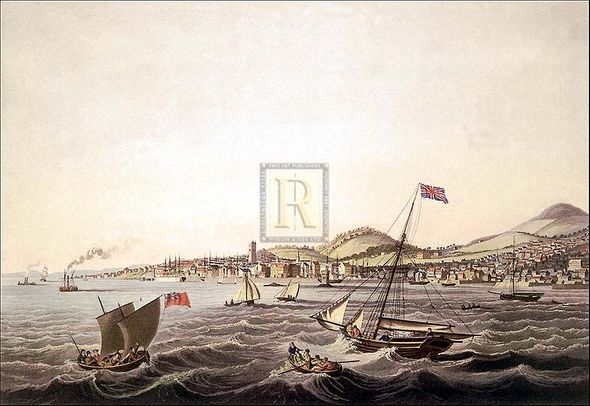 John Clark Artist Hand Colored Copper Plate Printed Atelier Print:"The Town of Dundee"