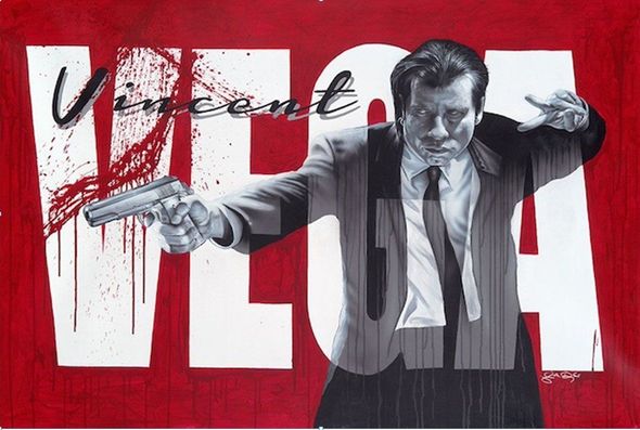John Douglas Artist Signed Limited Edition Canvas Giclee:"Vincent Vega - Pulp Fiction"