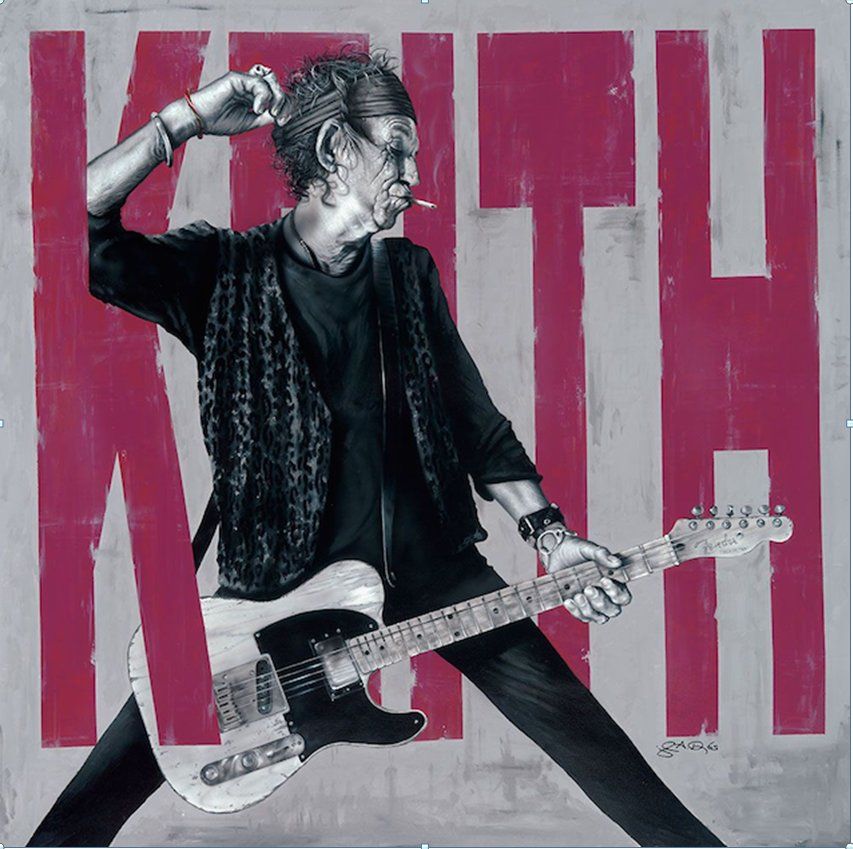 John Douglas Artist Signed Limited Edition Canvas Giclee:"Kieth- Rolling Stones"