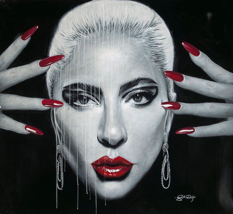 John Douglas Artist Signed Limited Edition Canvas Giclee:"Poker Face - Lady Gaga"