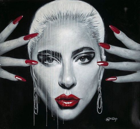 John Douglas Artist Signed Limited Edition Canvas Giclee:"Poker Face - Lady Gaga"
