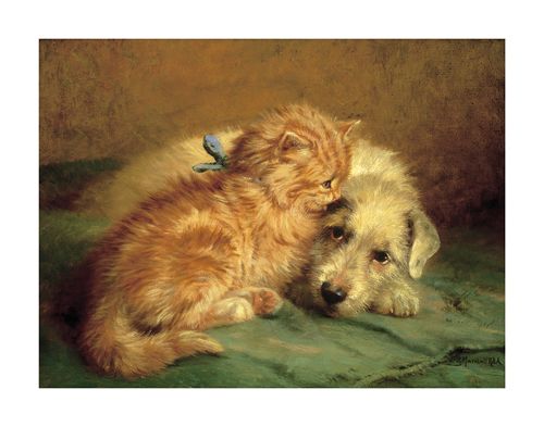 John Fitz Marshall Hand Numbered Limited Edition Print on Paper :"Kitten and Puppy"