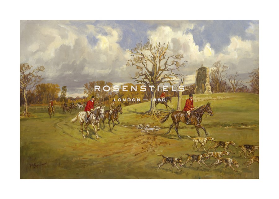John King Hand Numbered Limited Edition Print on Paper :"Hunting below the ruins at Knepp (Sussex) Castle"