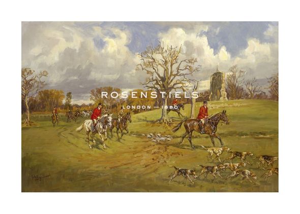 John King Hand Numbered Limited Edition Print on Paper :"Hunting below the ruins at Knepp (Sussex) Castle"
