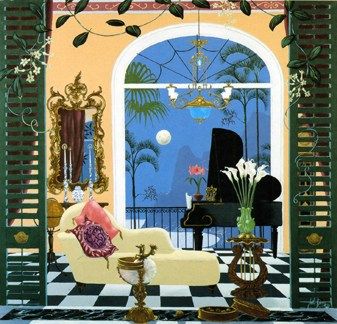 John Kiraly Limited Edition Serigraph on Paper: " Claire De Lune by a Brazillian Moon"