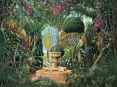 John Kiraly Limited Edition Serigraph on Paper: " Key West Garden "