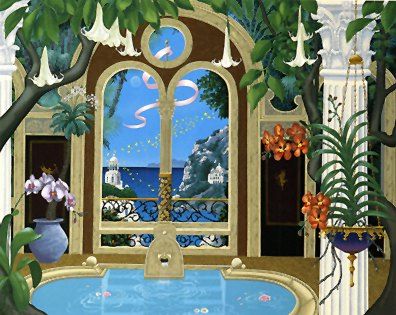 John Kiraly Limited Edition Serigraph on Paper: " Temple of the Butterflies "