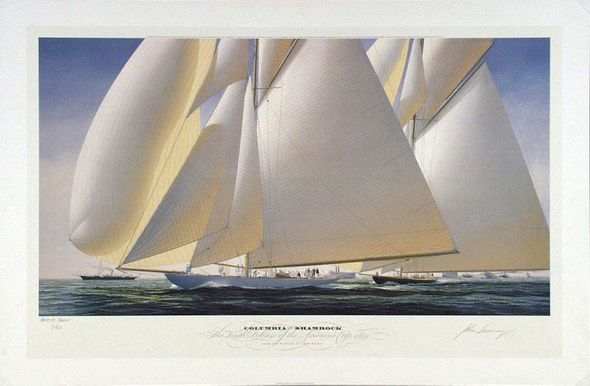 JOHN MECRAY 25X38 Secondary Market Art: "COLUMBIA VS SHAMROC"