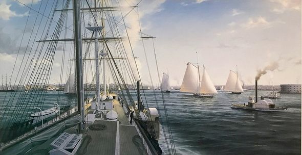 John Mecray Artist Signed Limited Edition Print:"New York Harbour"