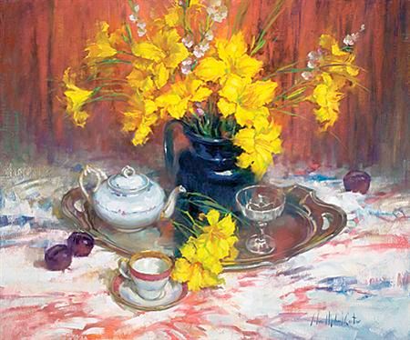 John Michael Carter Handsigned and Numbered Limited Edition Giclee on Canvas:"Three Plums"