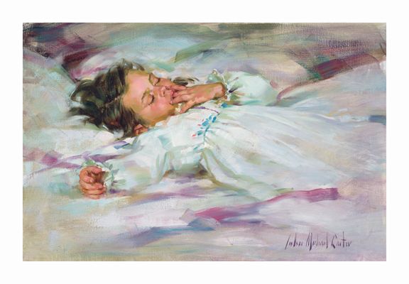 John Michael Carter Open Edition Giclee on Canvas:"Hannah Sleeping"