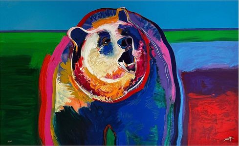 John Nieto Limited Edition Serigraph on Paper:"Grizzly Greeting"