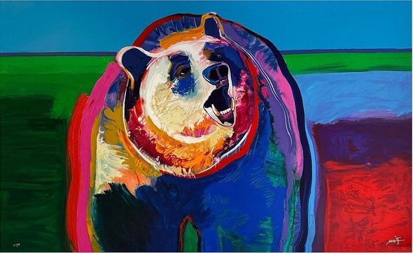 John Nieto Limited Edition Serigraph on Paper:"Grizzly Greeting"