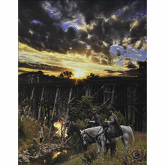 John Paul Strain Hand Signed and Numbered Limited Edition Canvas Giclee:"Burning the Trestle at Woodstock"
