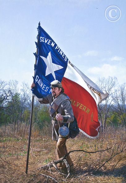John Paul Strain Hand Signed and Numbered Limited Edition Giclee:"The Texas Battle Flag"