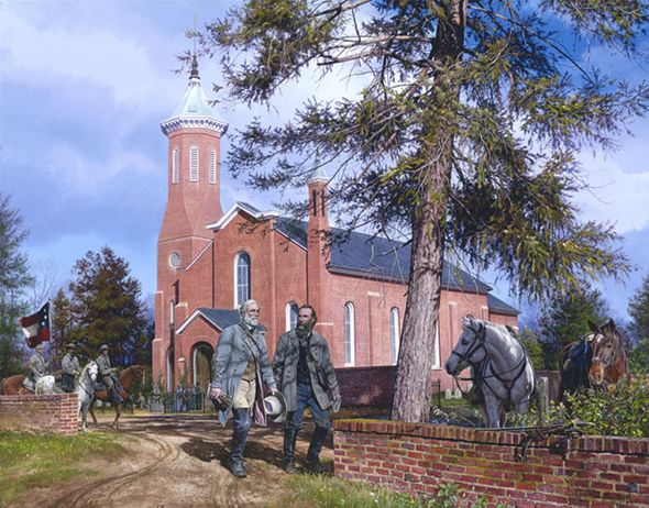John Paul Strain Hand Signed and Numbered Limited Edition:"Meeting at Grace Church"