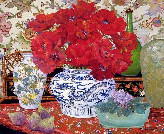 John Powell Hand Signed and Numbered Limited Edition Giclee on Paper:"Nan's Poppies"