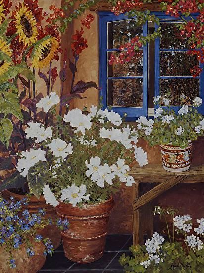 John Powell Hand Signed and Numbered Limited Edition Serigraph on Paper:"Blue Window"