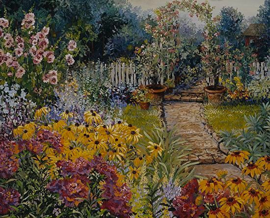 John Powell Hand Signed and Numbered Limited Edition Serigraph on Paper:"Cobblestone Arbor"