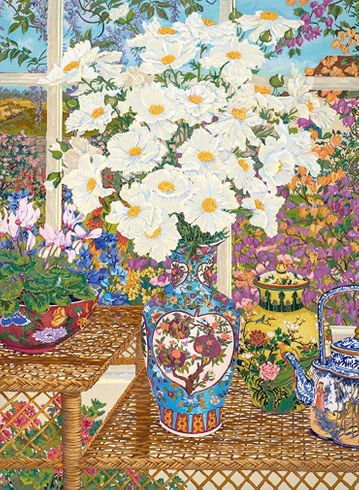 John Powell Hand Signed and Numbered Limited Edition Serigraph on Paper:"Cottage Garden"