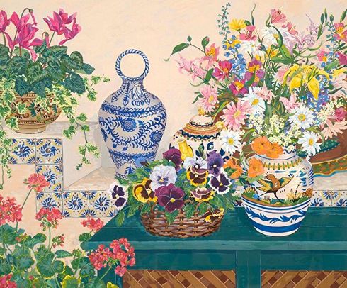 John Powell Hand Signed and Numbered Limited Edition Serigraph on Paper:"Pansy Basket" 
