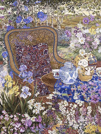 John Powell Hand Signed and Numbered Limited Edition Serigraph on Paper:"Garden Party"