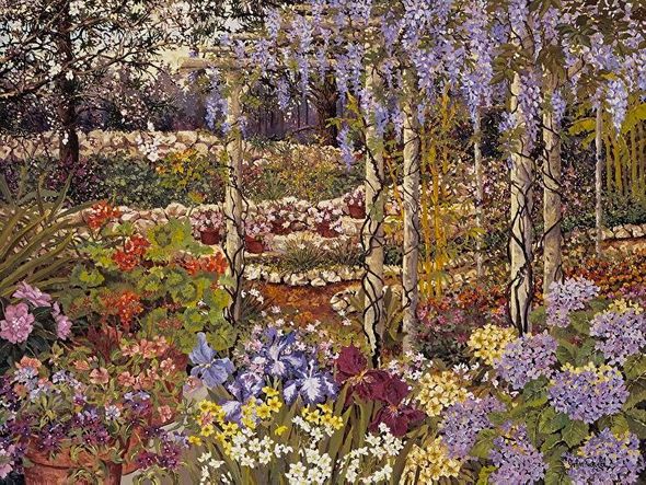 John Powell Hand Signed and Numbered Limited Edition Serigraph on Paper:"Studio Garden"