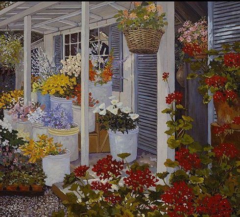 John Powell Hand Signed and Numbered Limited Edition Serigraph on Paper:"Country Flowers"