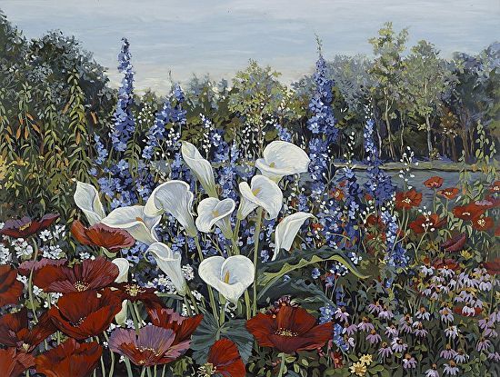 John Powell Hand Signed and Numbered Limited Edition Serigraph on Paper:"Riverwood Garden"