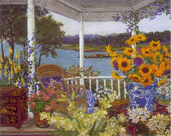 John Powell Hand Signed and Numbered Limited Edition Serigraph:"On The Veranda"