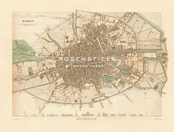 John Rocque Hand Numbered Limited Edition Print on Paper :"Map of Dublin, 1836"