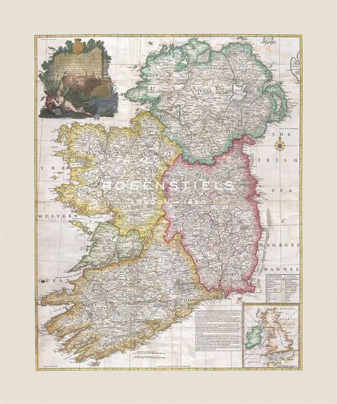 John Rocque Hand Numbered Limited Edition Print on Paper :"Map of Ireland,1794"