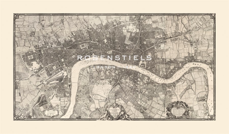 John Rocque Hand Numbered Limited Edition Print on Paper :"Map of London, 1746"