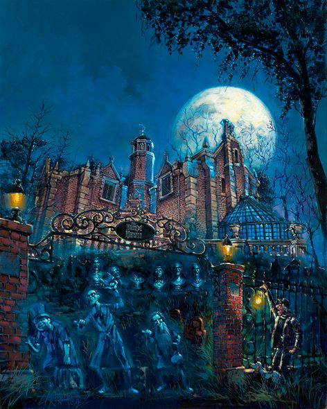 Rodel Gonzalez Artist Signed Hand-Embellished Ltd Ed Gallery Wrap Canvas:"Haunted Mansion"