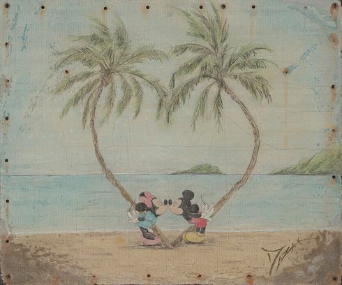 Trevor Mezak Signed and Numbered Limited Edition Hand-Textured Canvas Giclée :"Mickey and Minnie in Love" Trevor Mezak Signed and Numbered Limited Edition Hand-Textured Canvas Giclée :"Mickey and Minnie in Love"