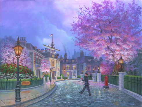 Michael Humphries Signed Disney Ltd Ed Gallery Wrap Canvas Giclee:"Cherry Tree Lane" 