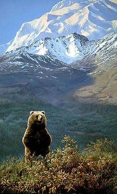 John Seerey-Lester Handsigned and Numbered Renaissance Edition Gicl&eacute;e Canvas:"High Country Champion - Grizzly"