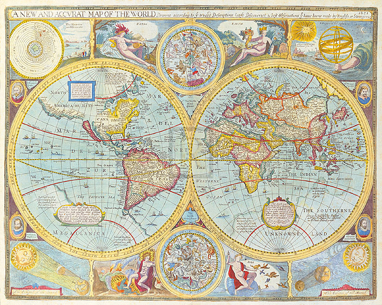 John Speed Hand Numbered Limited Edition Print on Paper :"A New and Accurate Map of the World, 1627-1651"
