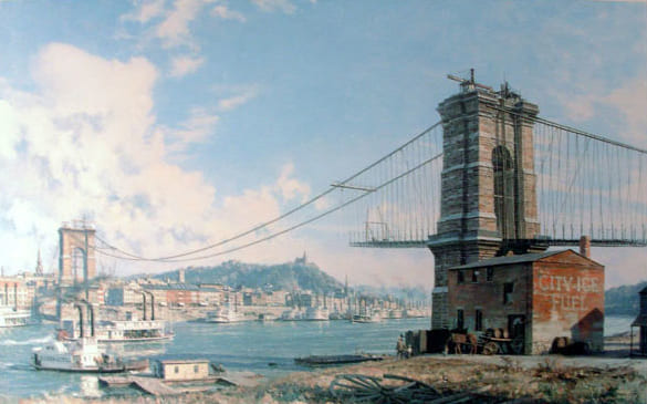 JOHN STOBART 32X20 Secondary Market Art: "CINCINNATI QUEEN CITY"